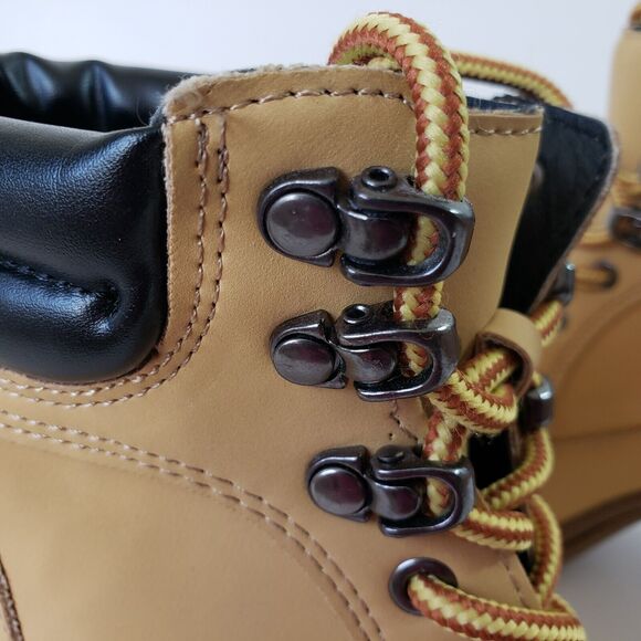 Joe Boxer Allyn Chunky Ankle Booties Women 8 Beige Tan Faux Leather Block Heel - Picture 7 of 16